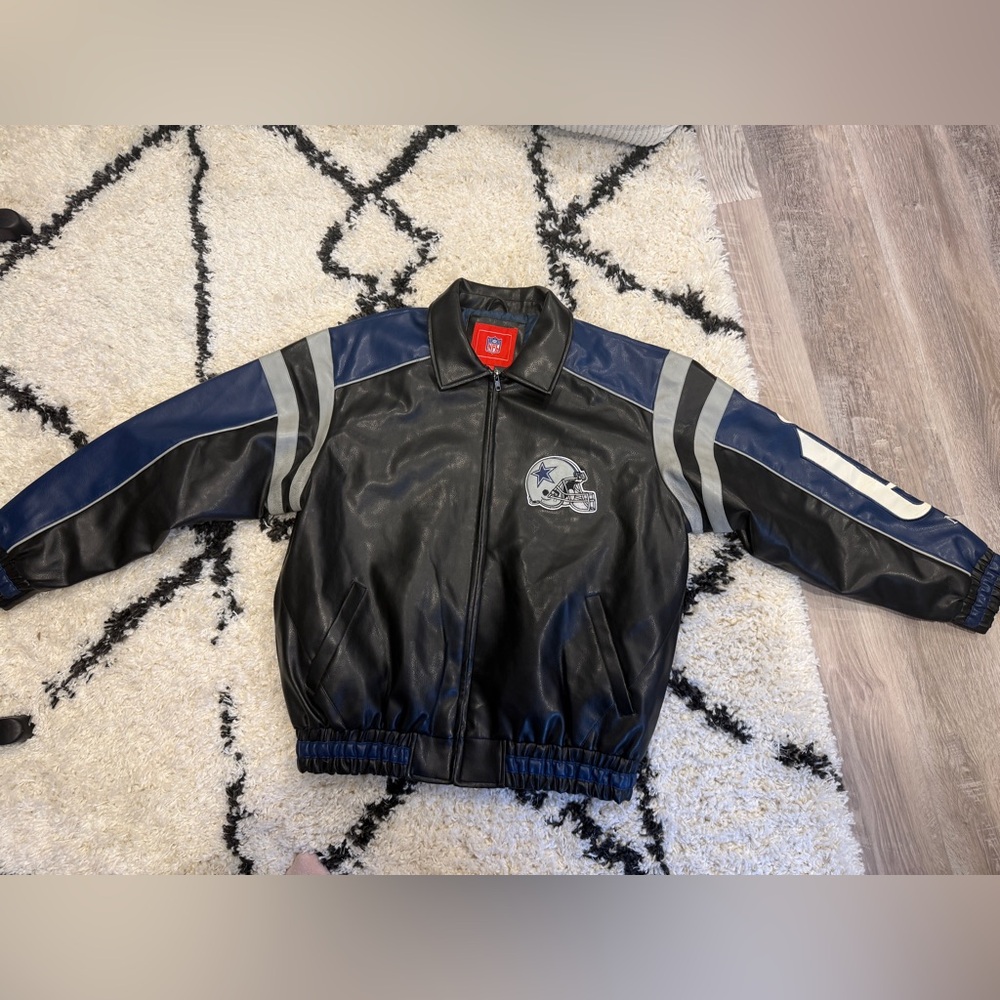 Vintage Dallas Cowboys Jacket Men’s NFL Football Varsity Blue Black-Large - Picture 4 of 16
